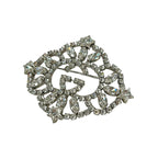 Gucci Brooch GG Silver Clear