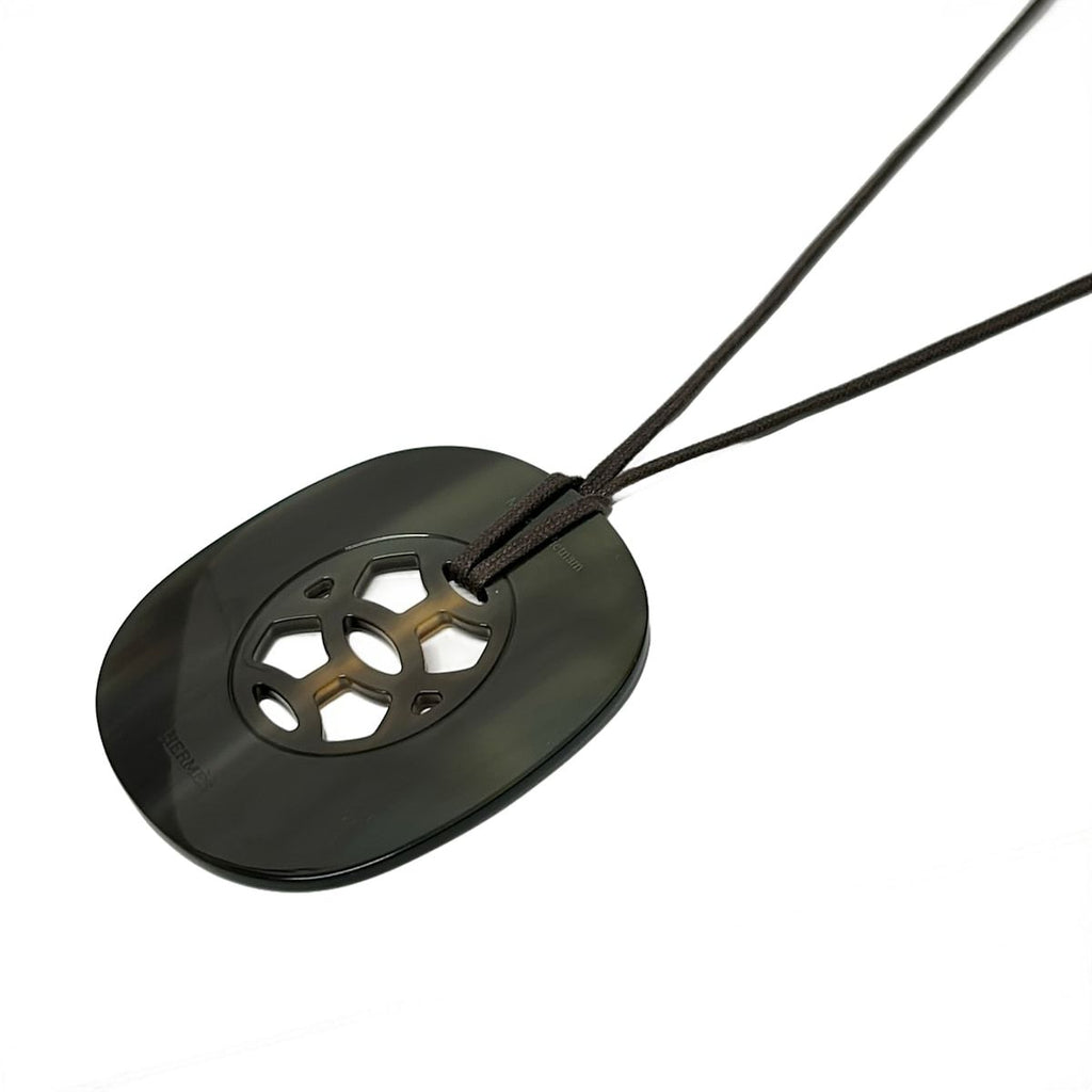 Hermes Necklace Lift GM Black Dark Brown Khaki