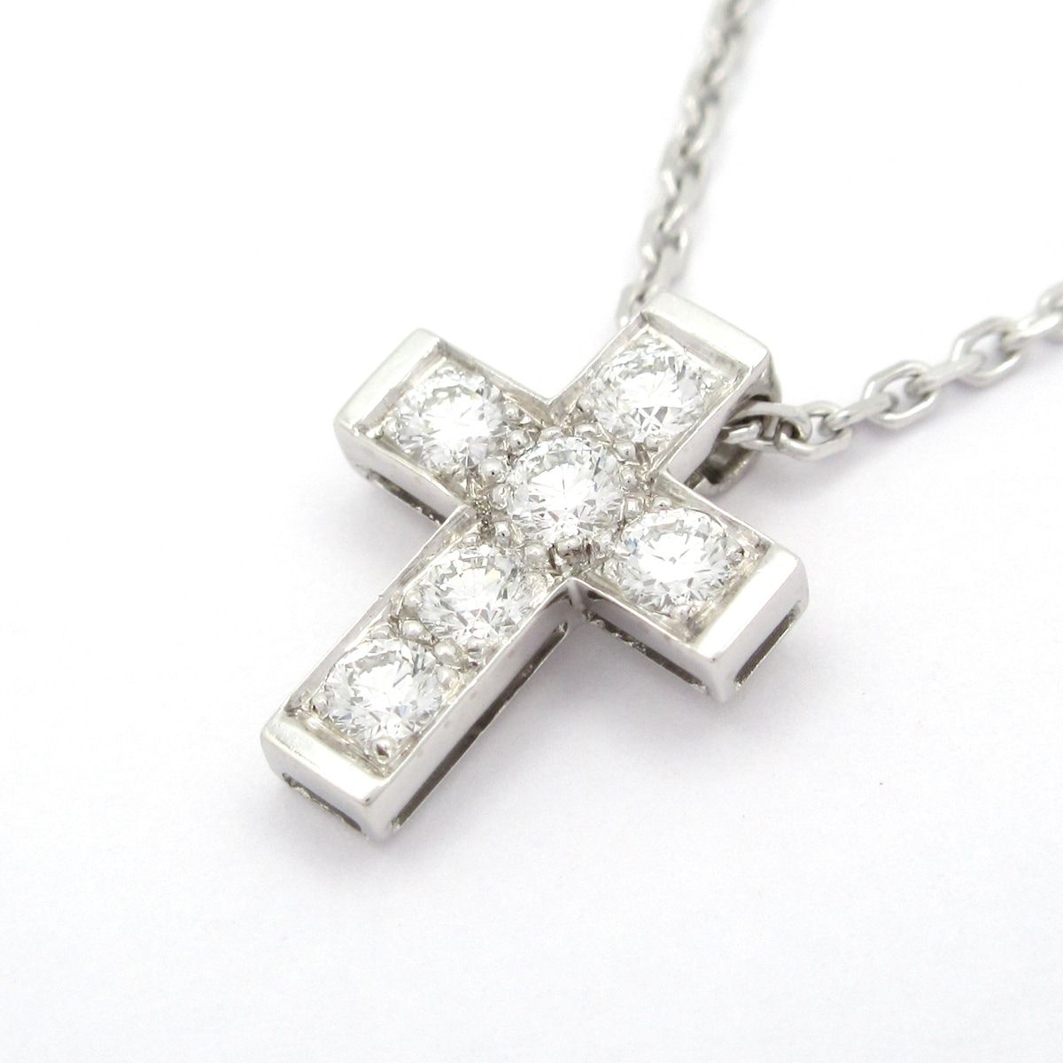 Van Cleef & Arpels Necklace Croix Cross 18k White Gold Diamond