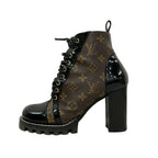 Louis Vuitton Short Boots 40 Star Trail Line Black Monogram Canvas Leather