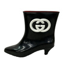 Gucci Rain Boots 38 Black White Interlocking