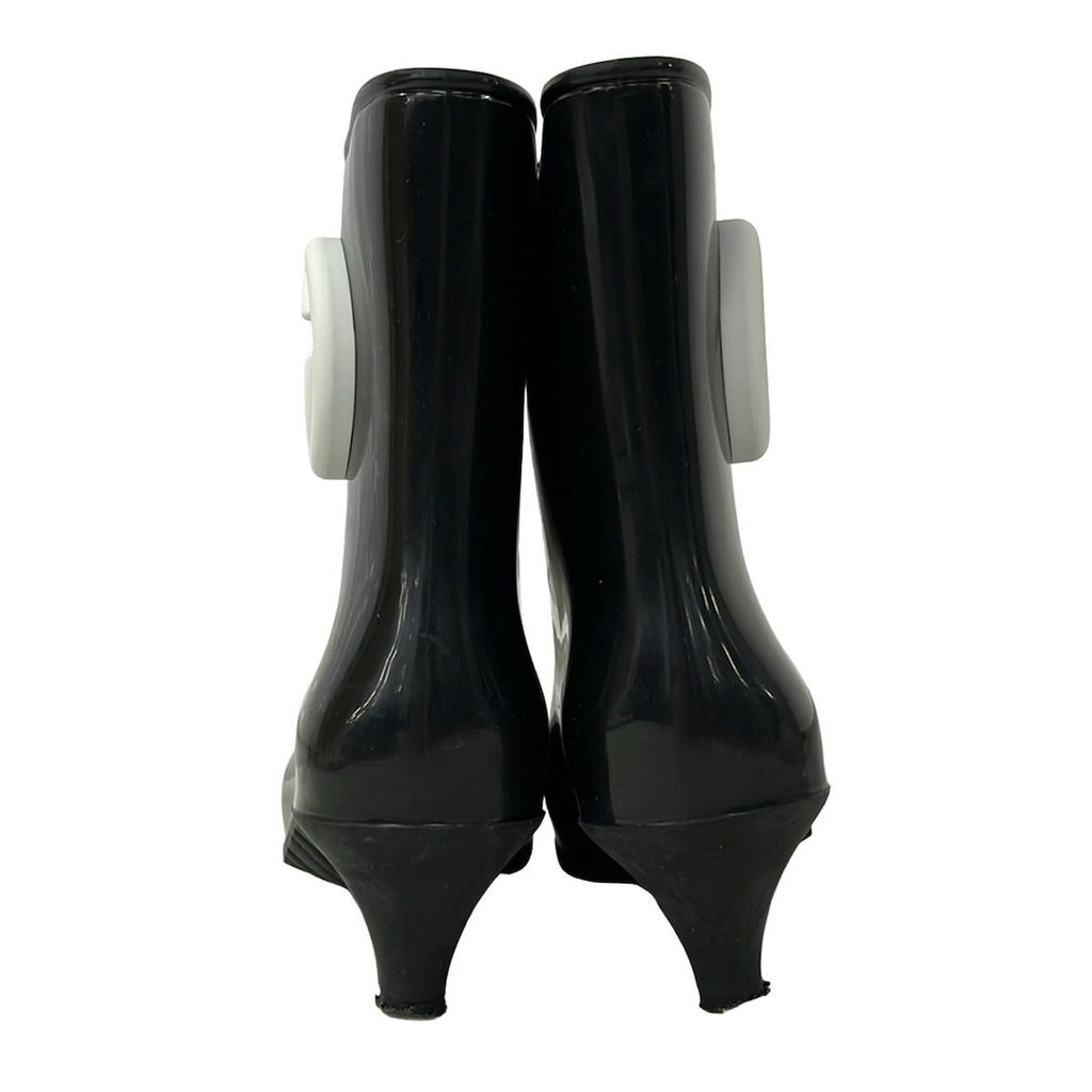 Gucci Rain Boots 38 Black White Interlocking — view 3