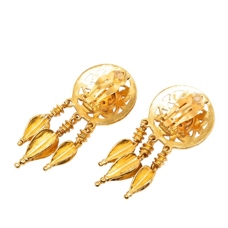 Chanel Vintage CC Logo Earrings Gold Plated — view 2