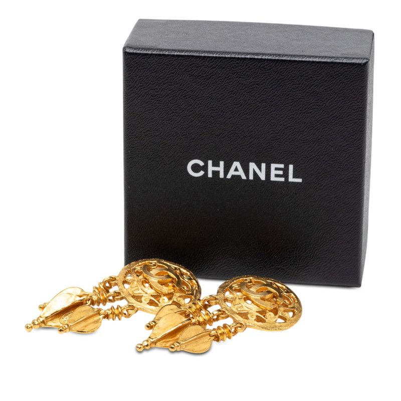 Chanel Vintage CC Logo Earrings Gold Plated — view 4