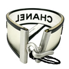 Chanel Logo Rubber Black White Bracelet Silver — view 5