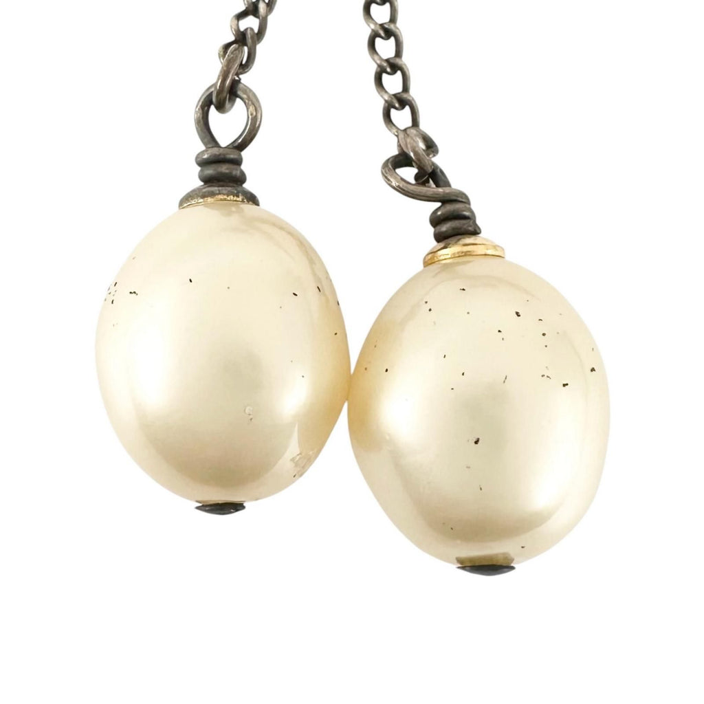 Chanel Pearl Logo Gold Plated Brooch — view 5