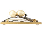 Chanel Pearl Logo Gold Plated Brooch — view 3