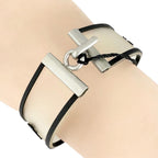 Chanel Logo Rubber Black White Bracelet Silver — view 3
