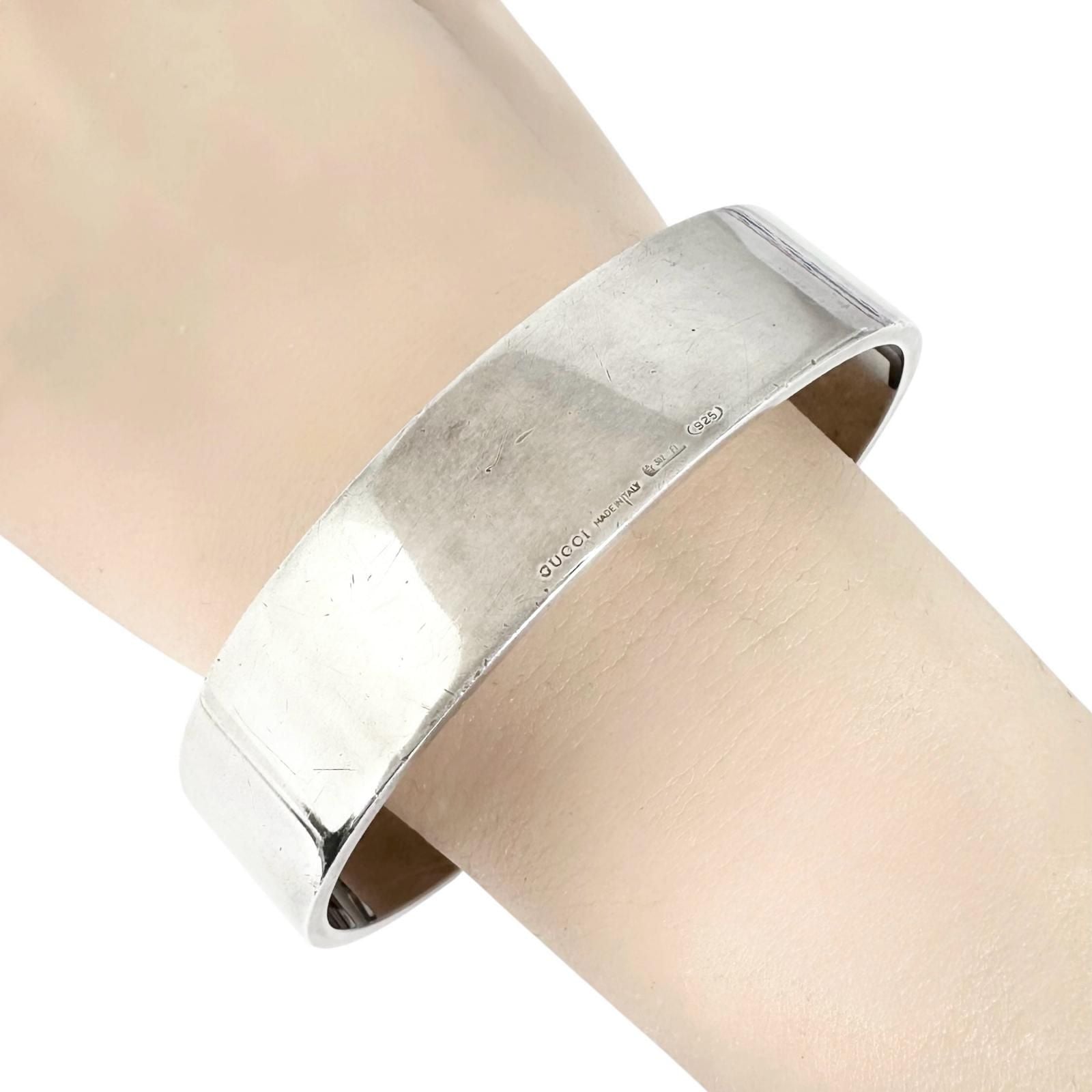 Gucci Cutout Logo Silver Bangle Bracelet — view 3