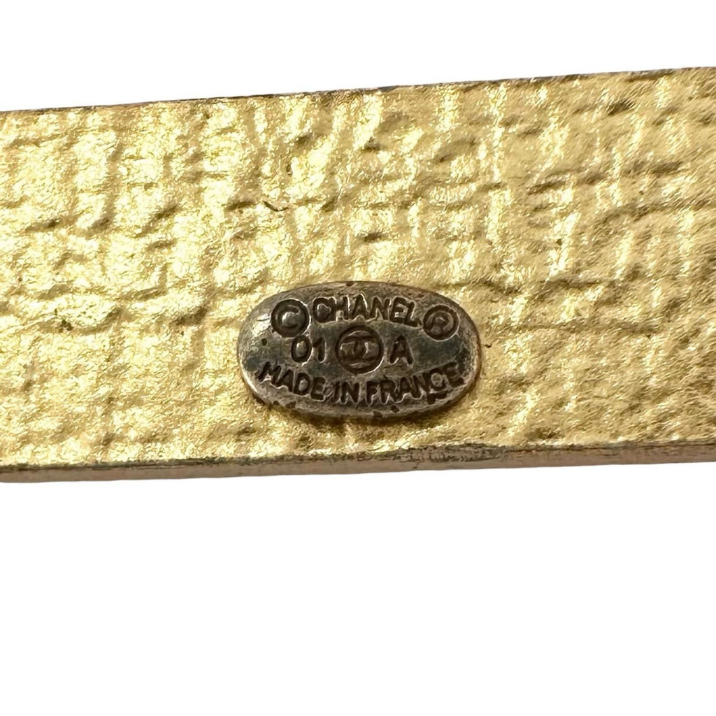 Chanel Pearl Logo Gold Plated Brooch — view 7