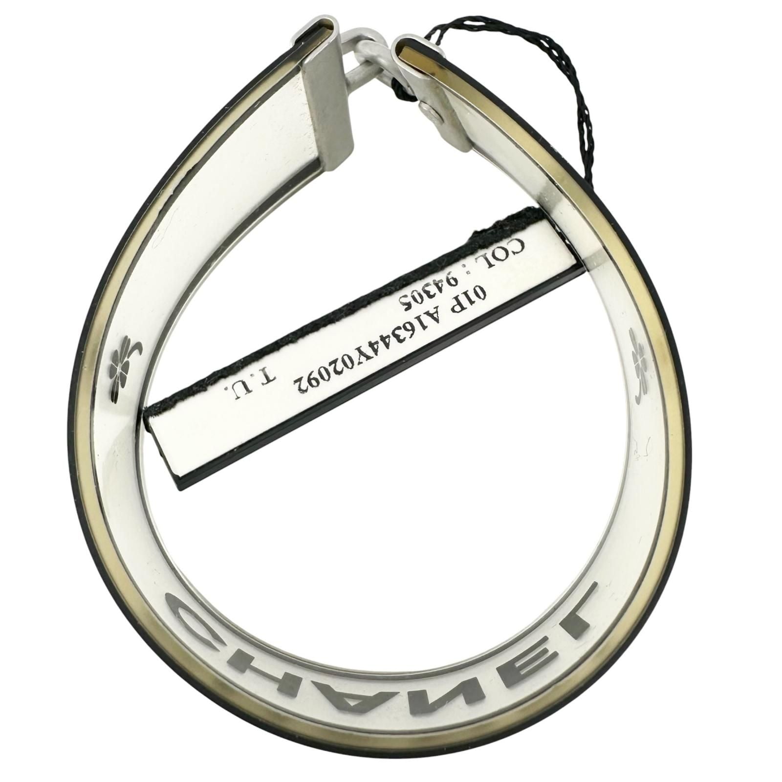 Chanel Logo Rubber Black White Bracelet Silver — view 4