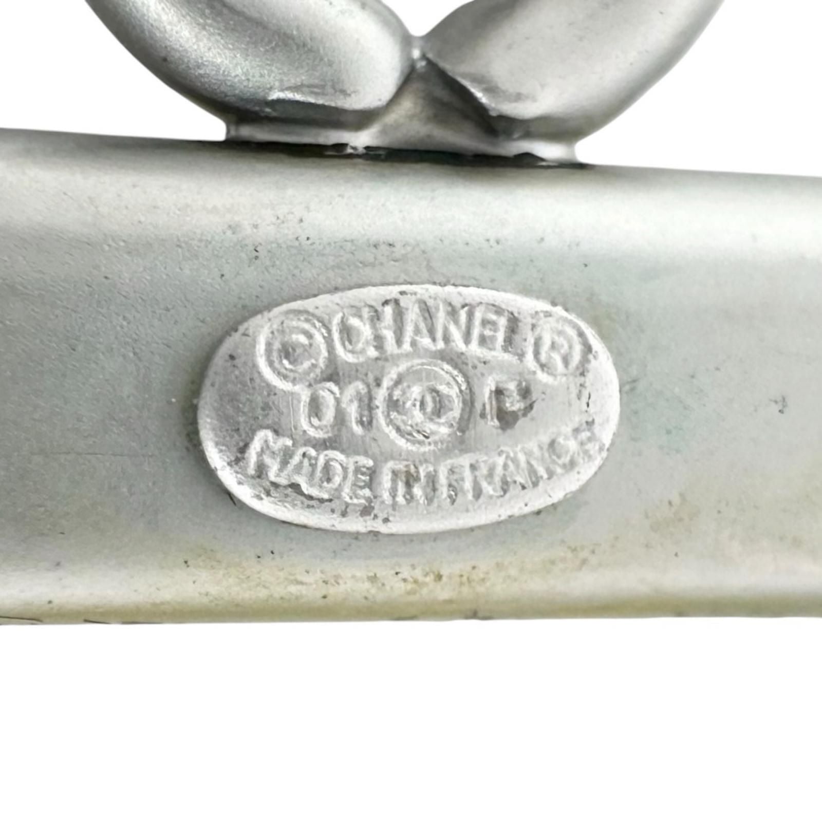 Chanel Logo Rubber Black White Bracelet Silver — view 8