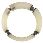 Chanel Logo Plastic White Bangle Silver Bracelet — view 4