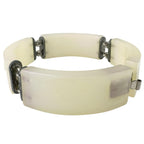 Chanel Logo Plastic White Bangle Silver Bracelet — view 5