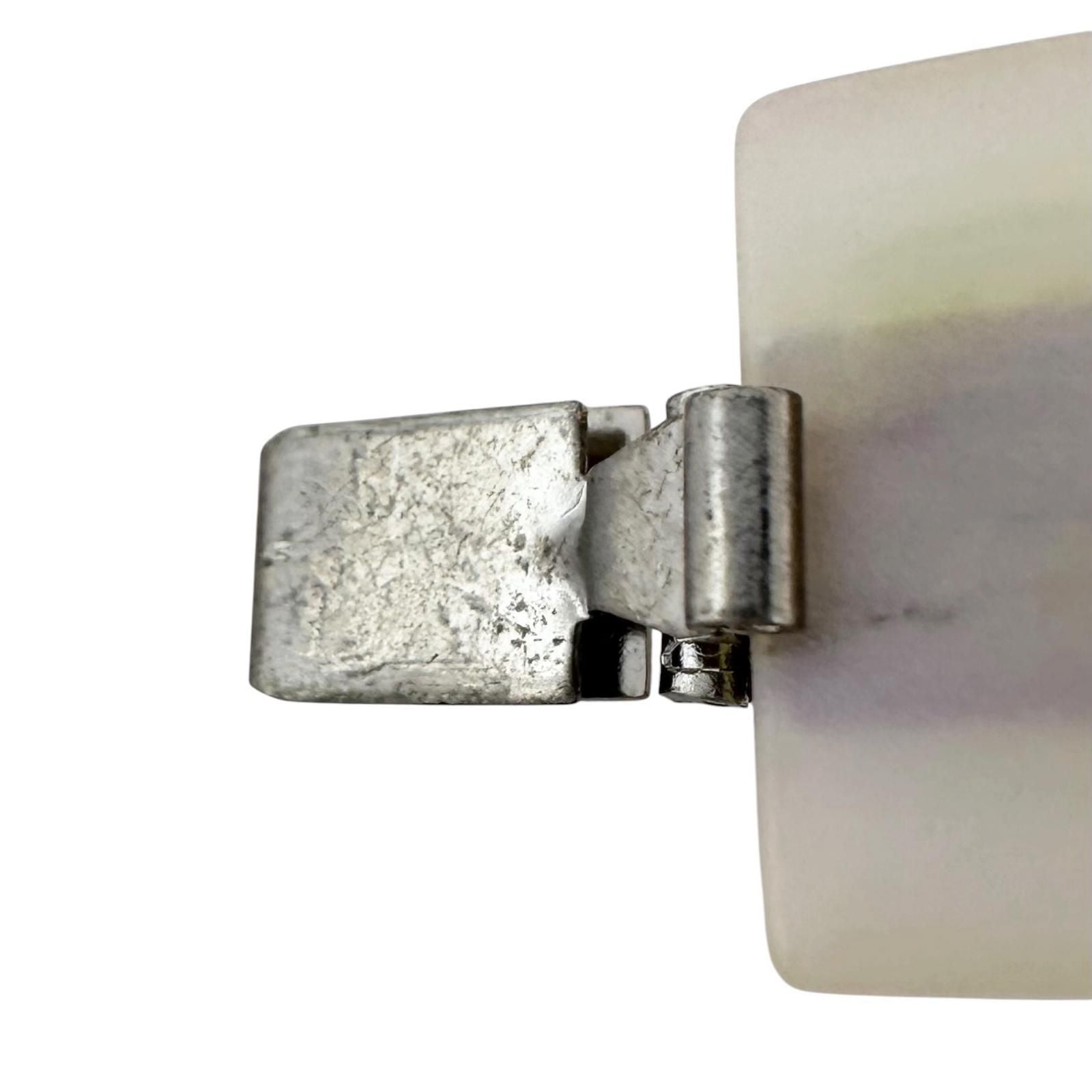 Chanel Logo Plastic White Bangle Silver Bracelet — view 6