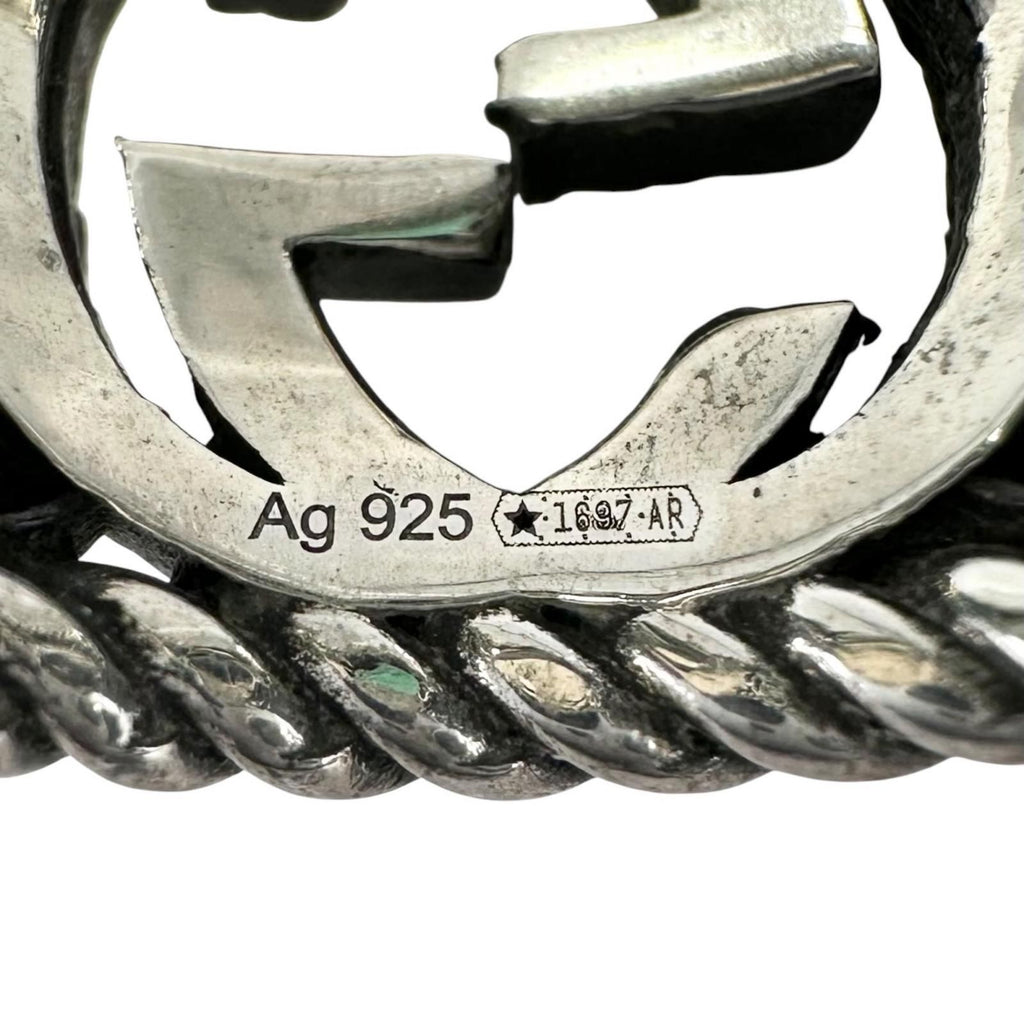 Gucci Interlocking Green Silver Ring — view 5
