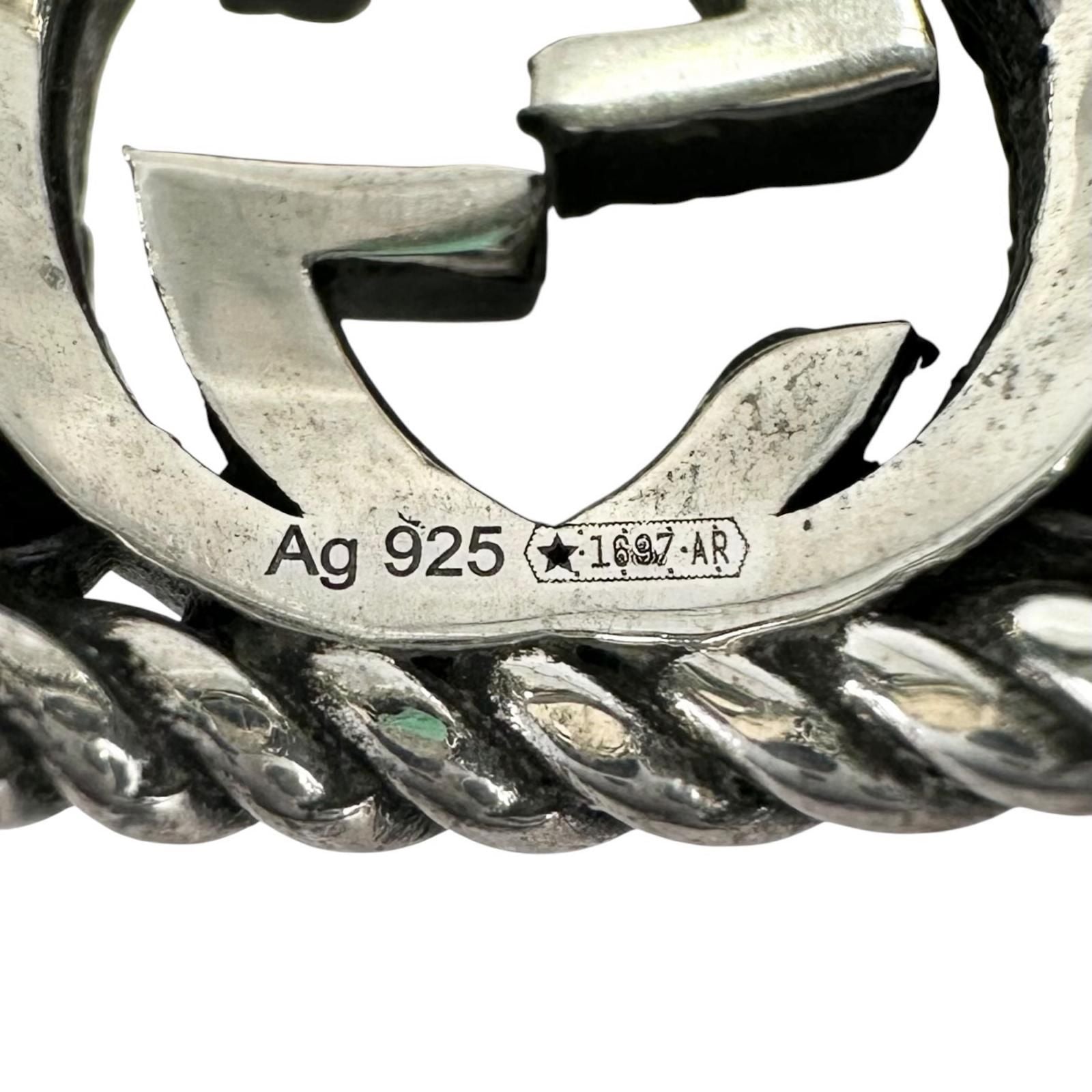 Gucci Interlocking Green Silver Ring — view 5