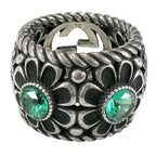 Gucci Interlocking Green Silver Ring — view 3