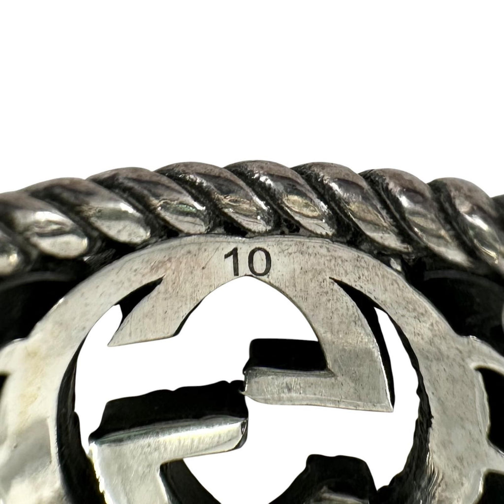 Gucci Interlocking Green Silver Ring — view 6