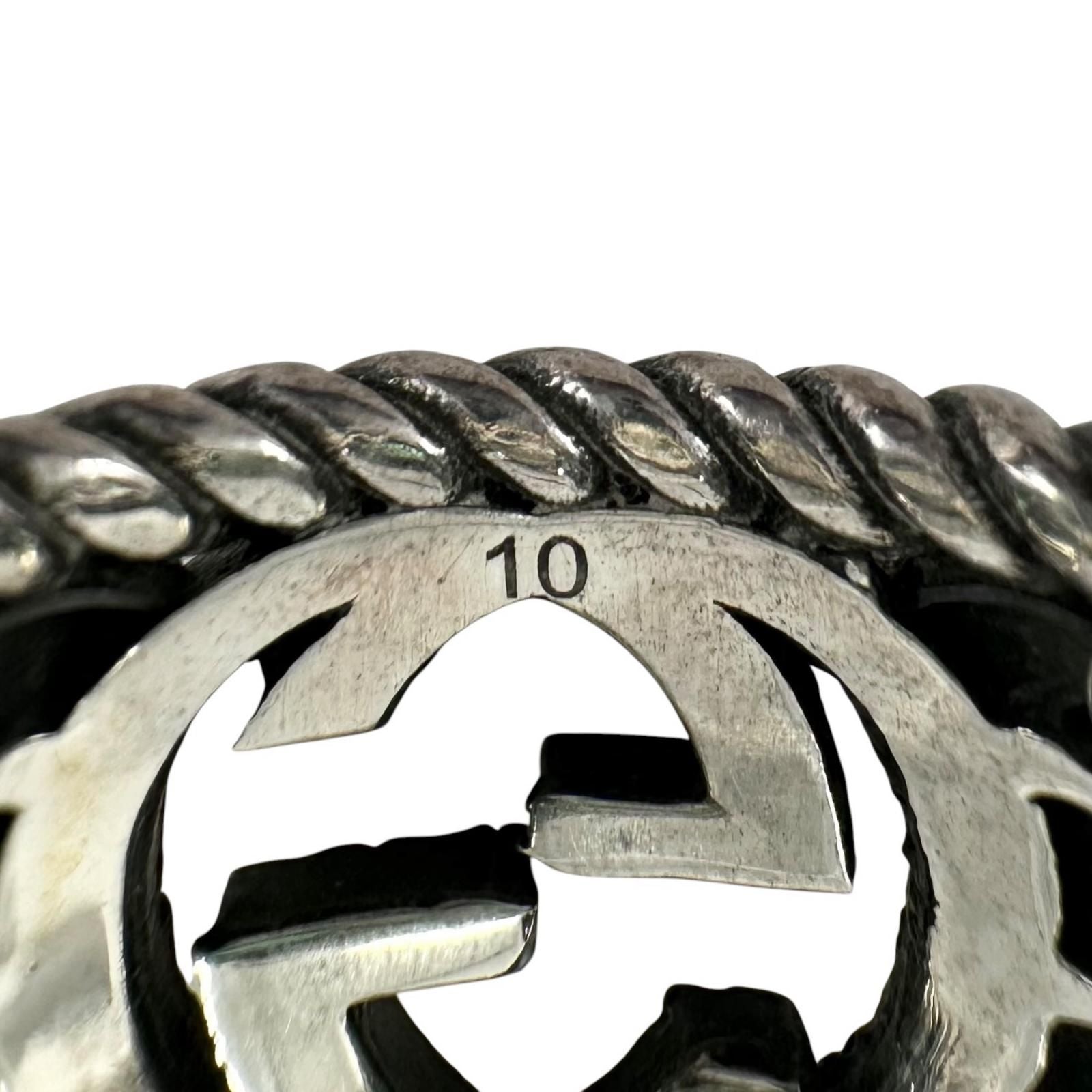 Gucci Interlocking Green Silver Ring — view 6