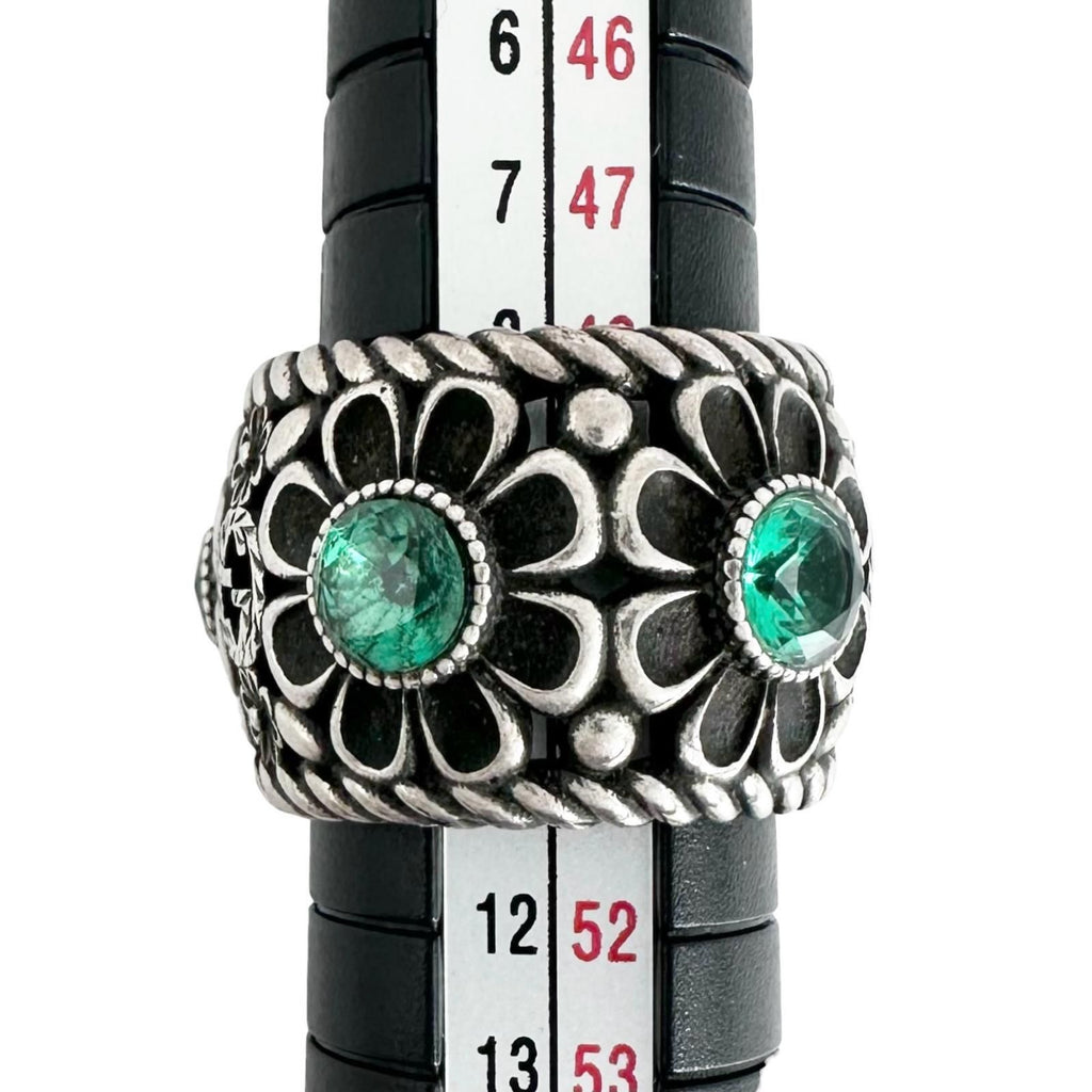 Gucci Interlocking Green Silver Ring — view 8