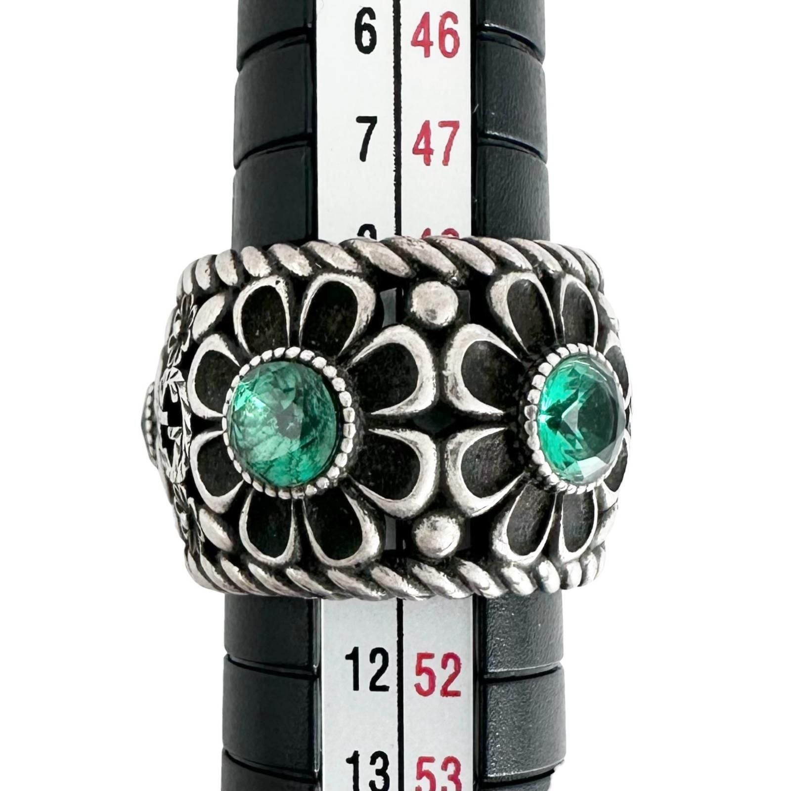 Gucci Interlocking Green Silver Ring — view 8