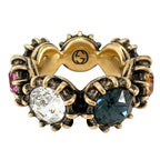 Gucci Cat Head Rhinestone Gold Multicolor Ring — view 3