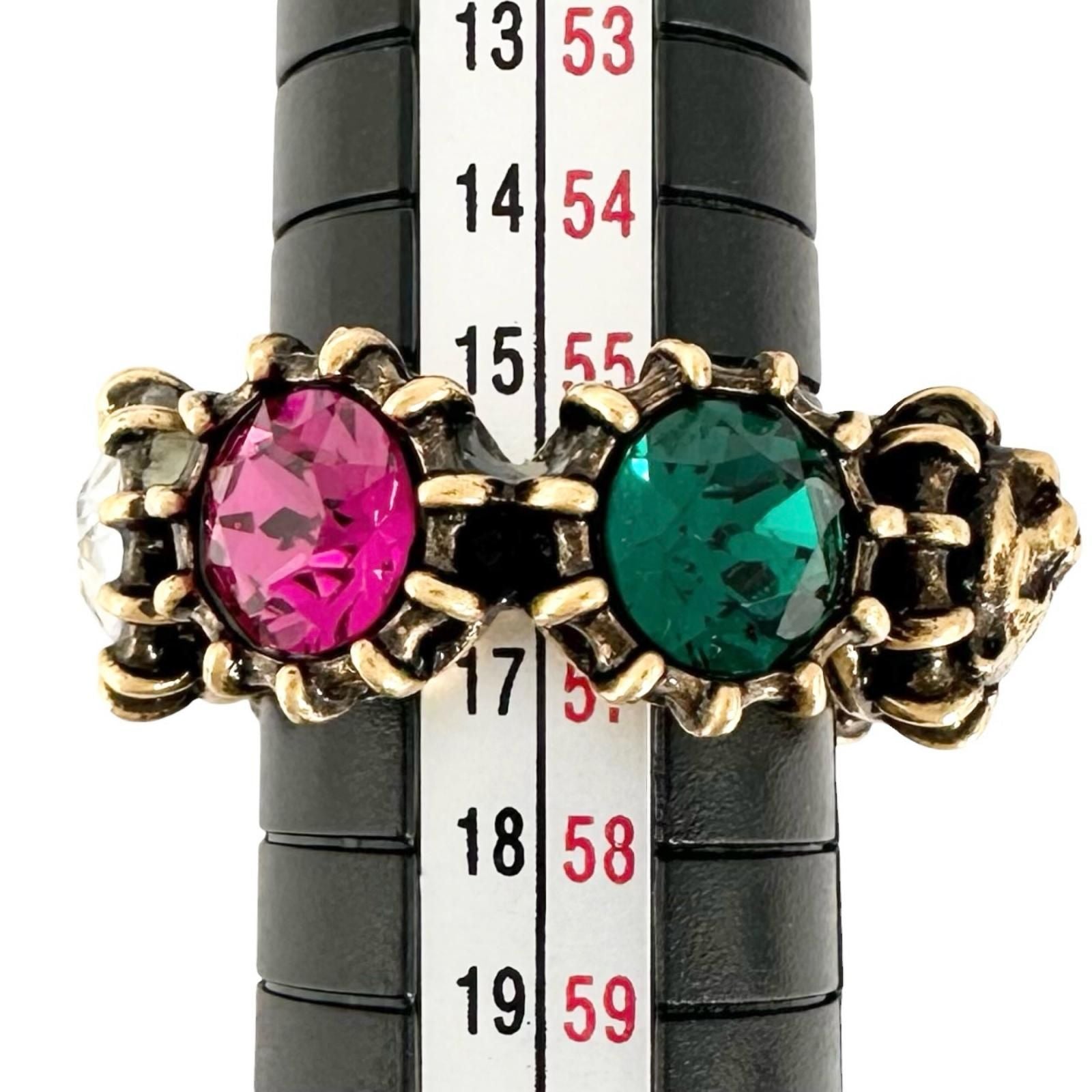 Gucci Cat Head Rhinestone Gold Multicolor Ring — view 8
