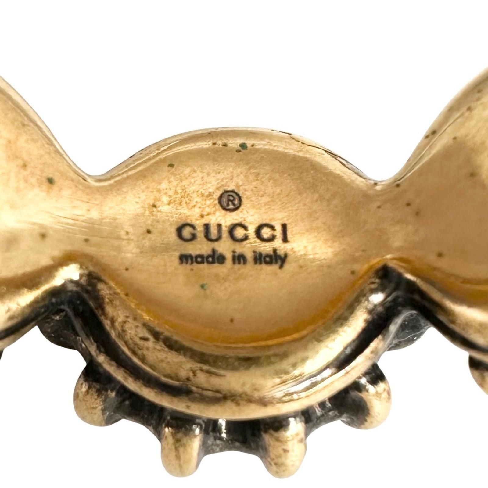 Gucci Cat Head Rhinestone Gold Multicolor Ring — view 4