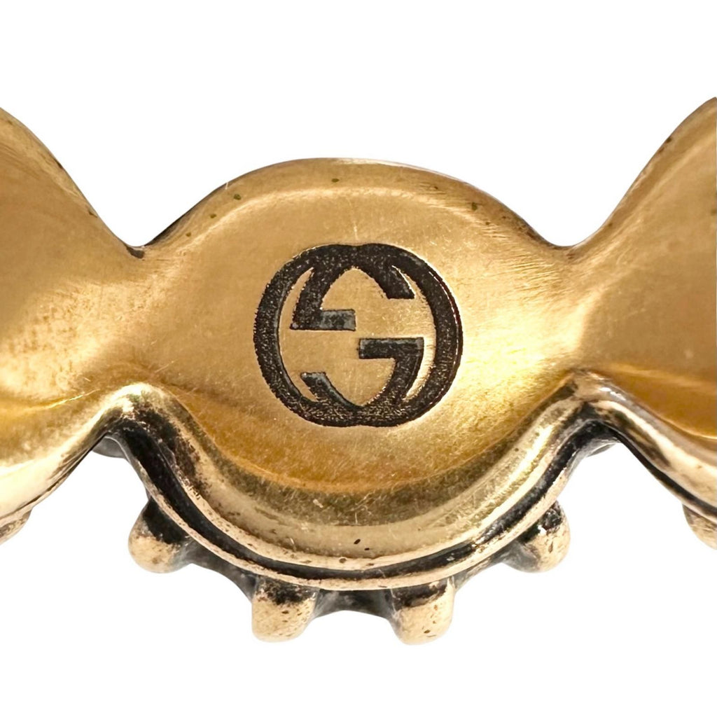 Gucci Cat Head Rhinestone Gold Multicolor Ring — view 6