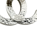 Chanel CC Logo Rhinestone Brooch Silver — view 5