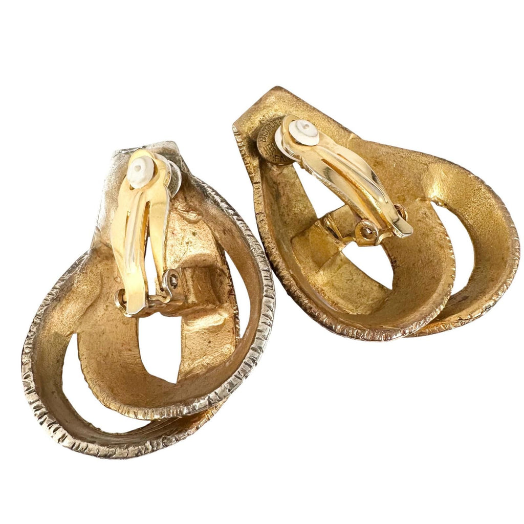 Hermes Ribbon Motif Gold Plated Earrings — view 3