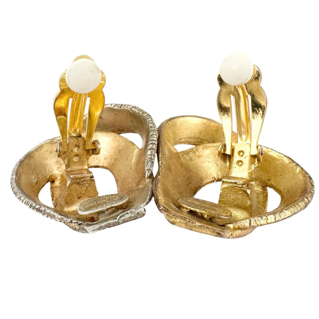 Hermes Ribbon Motif Gold Plated Earrings — view 5