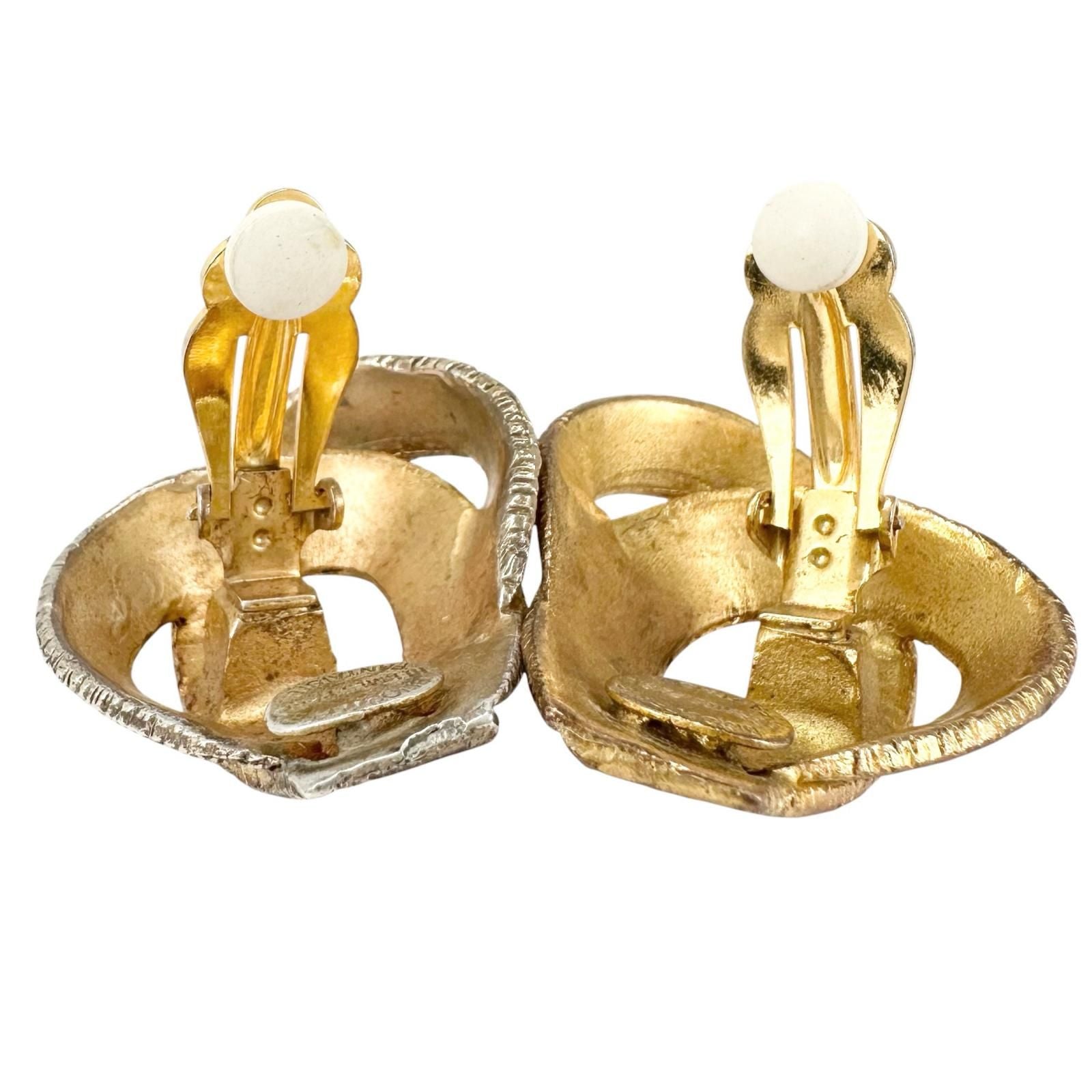 Hermes Ribbon Motif Gold Plated Earrings — view 5