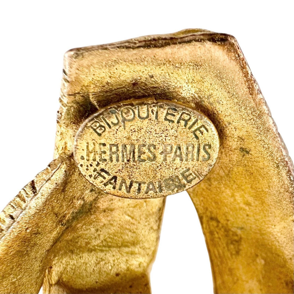 Hermes Ribbon Motif Gold Plated Earrings — view 6