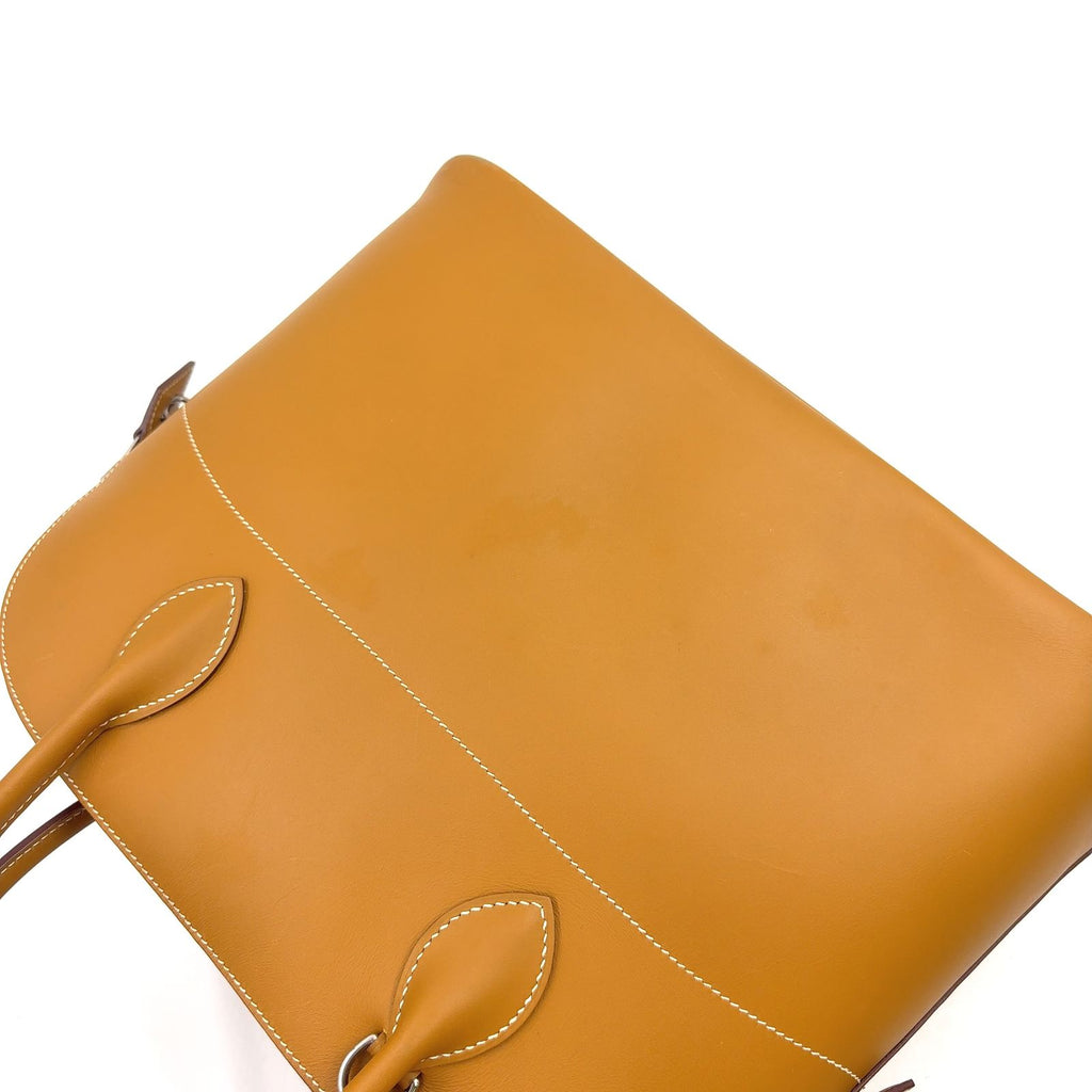 Hermes Bolide 35 2-Way Shoulder Leather Light Brown Handbag Silver — view 8