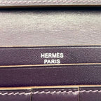 Hermes Bearn ?stamp Leather Dark Purple Wallet Silver — view 4