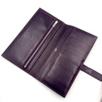 Hermes Bearn ?stamp Leather Dark Purple Wallet Silver — view 3