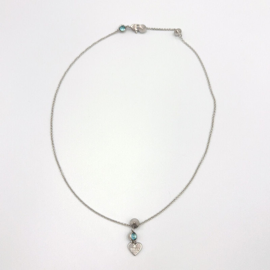 Gucci Heart Motif Blue Topaz Silver Light Necklace — view 3