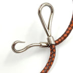 Hermes Jumbo Leather Metal Orange Brown Bracelet Silver — view 6