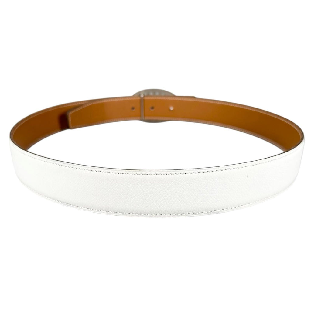 Hermes Evelyne Leather Brown White Belt Silver — view 3