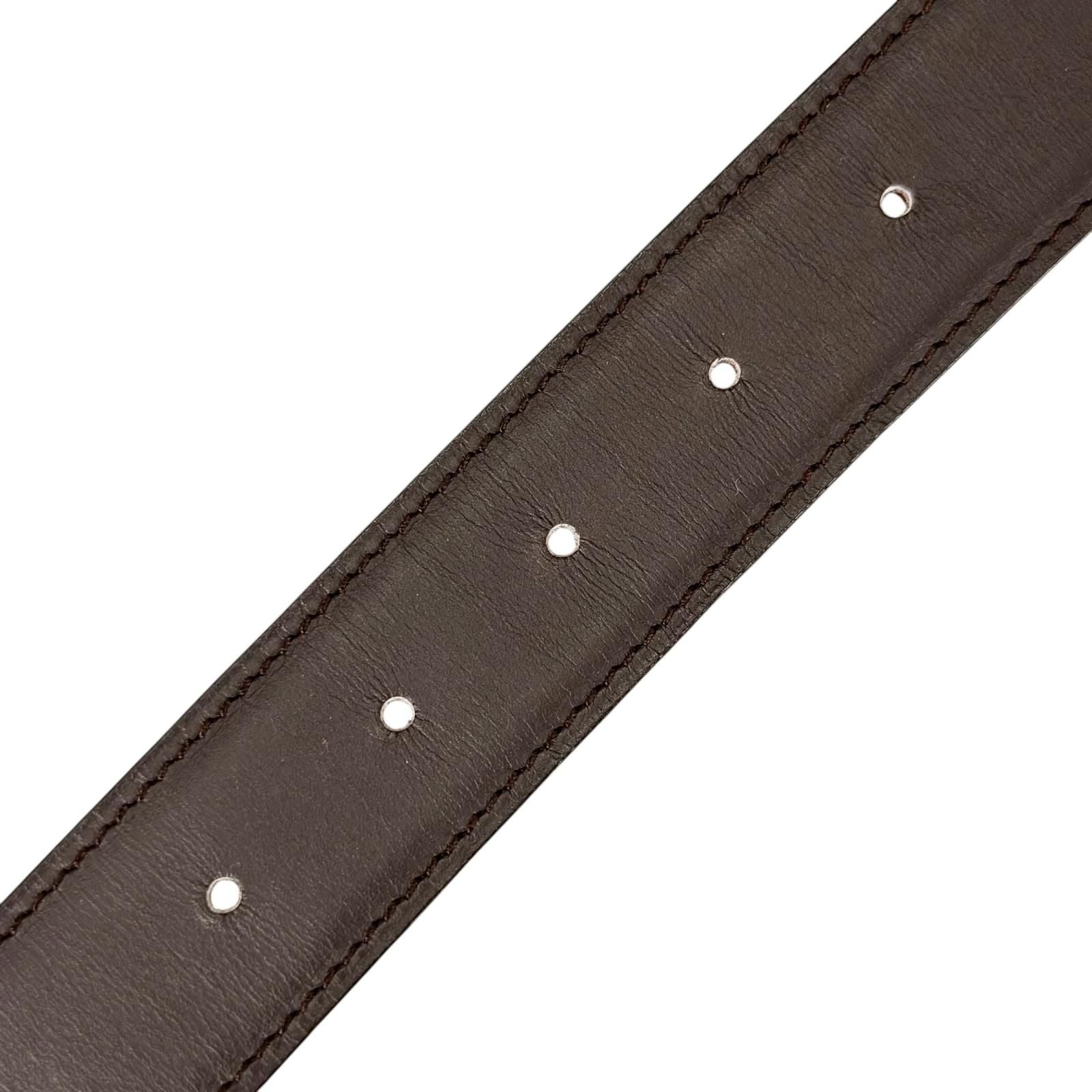 Hermes Belt Lucky Metal Leather Orange Dark Brown Silver — view 7