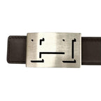 Hermes Belt Lucky Metal Leather Orange Dark Brown Silver — view 5
