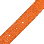 Hermes Belt Lucky Metal Leather Orange Dark Brown Silver — view 8
