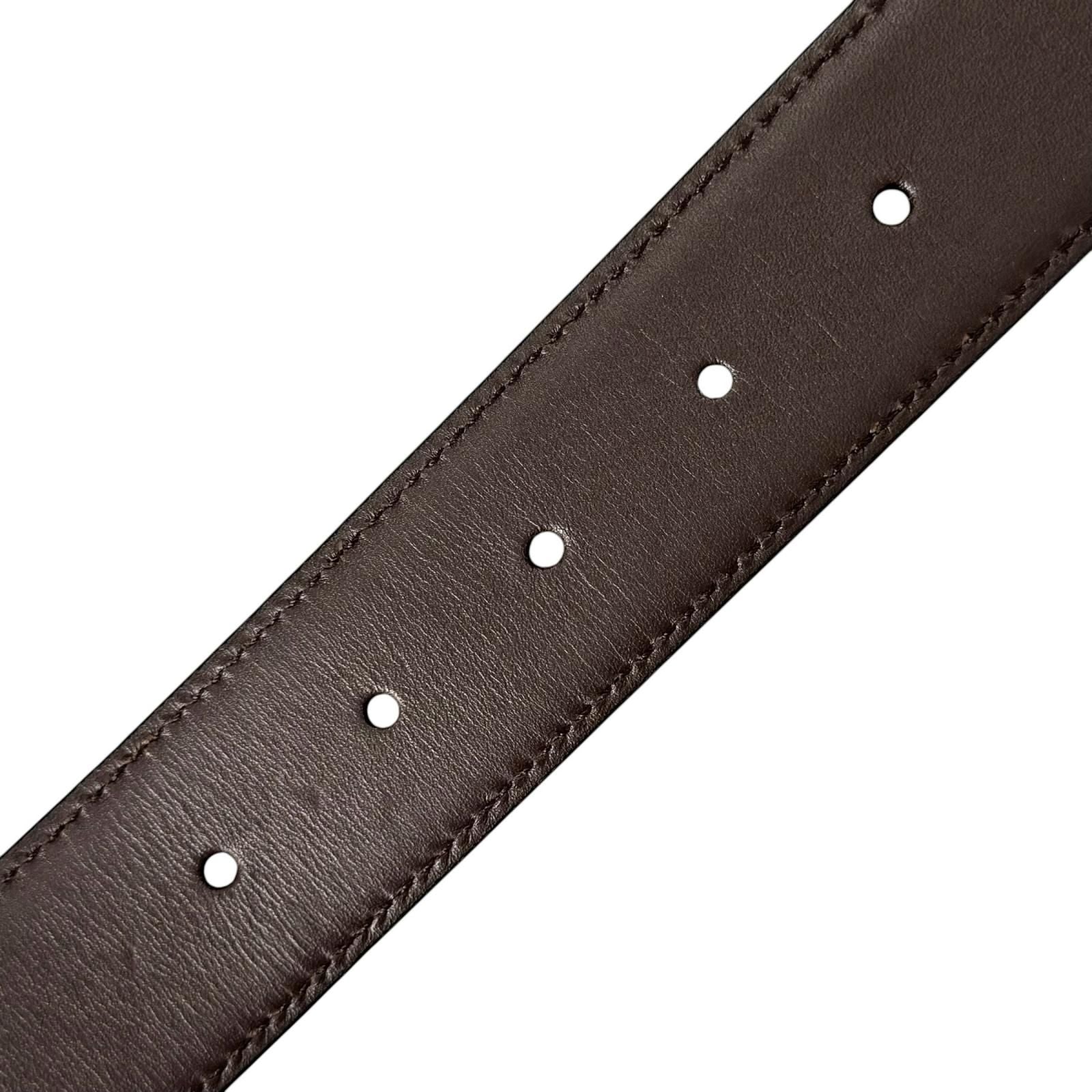 Gucci Square Leather Brown Black Belt Silver — view 8