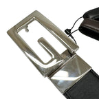 Gucci Square Leather Brown Black Belt Silver — view 9