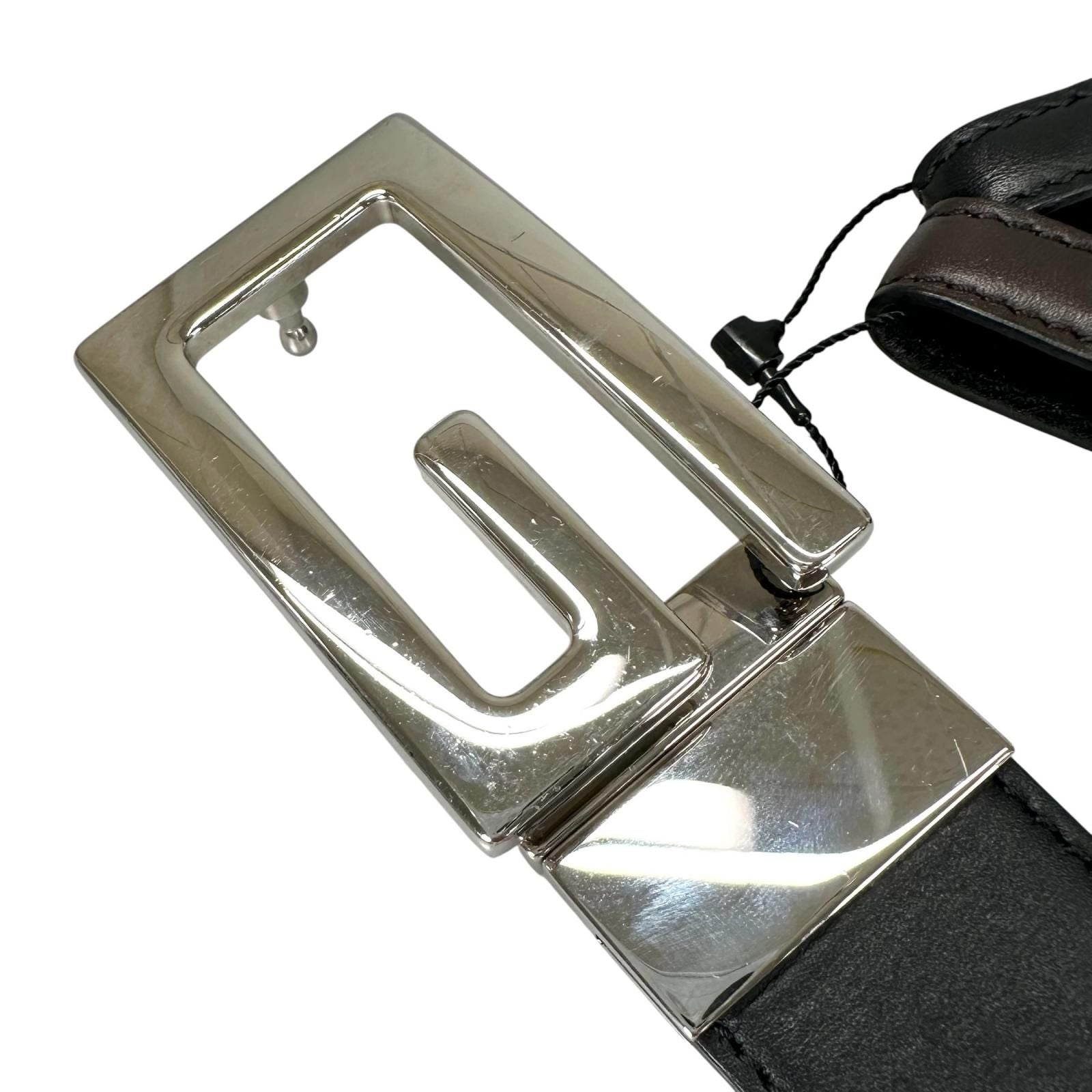 Gucci Square Leather Brown Black Belt Silver — view 9