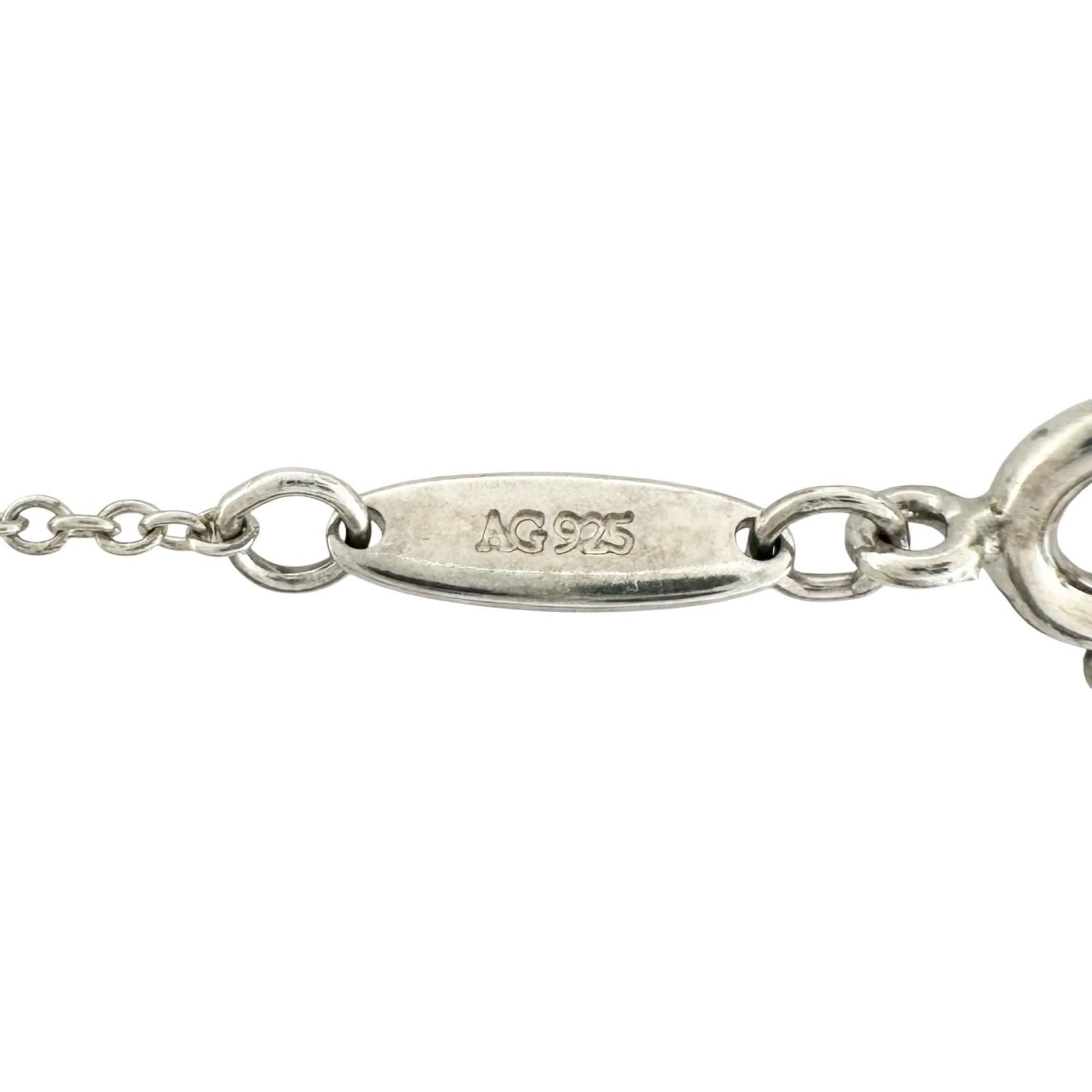 Tiffany & Co Elsa Peretti Open Heart Pendant Silver Pink Necklace — view 9