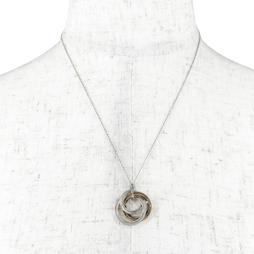 Tiffany & Co Triple Interlocking Silver Blanc Necklace — view 3