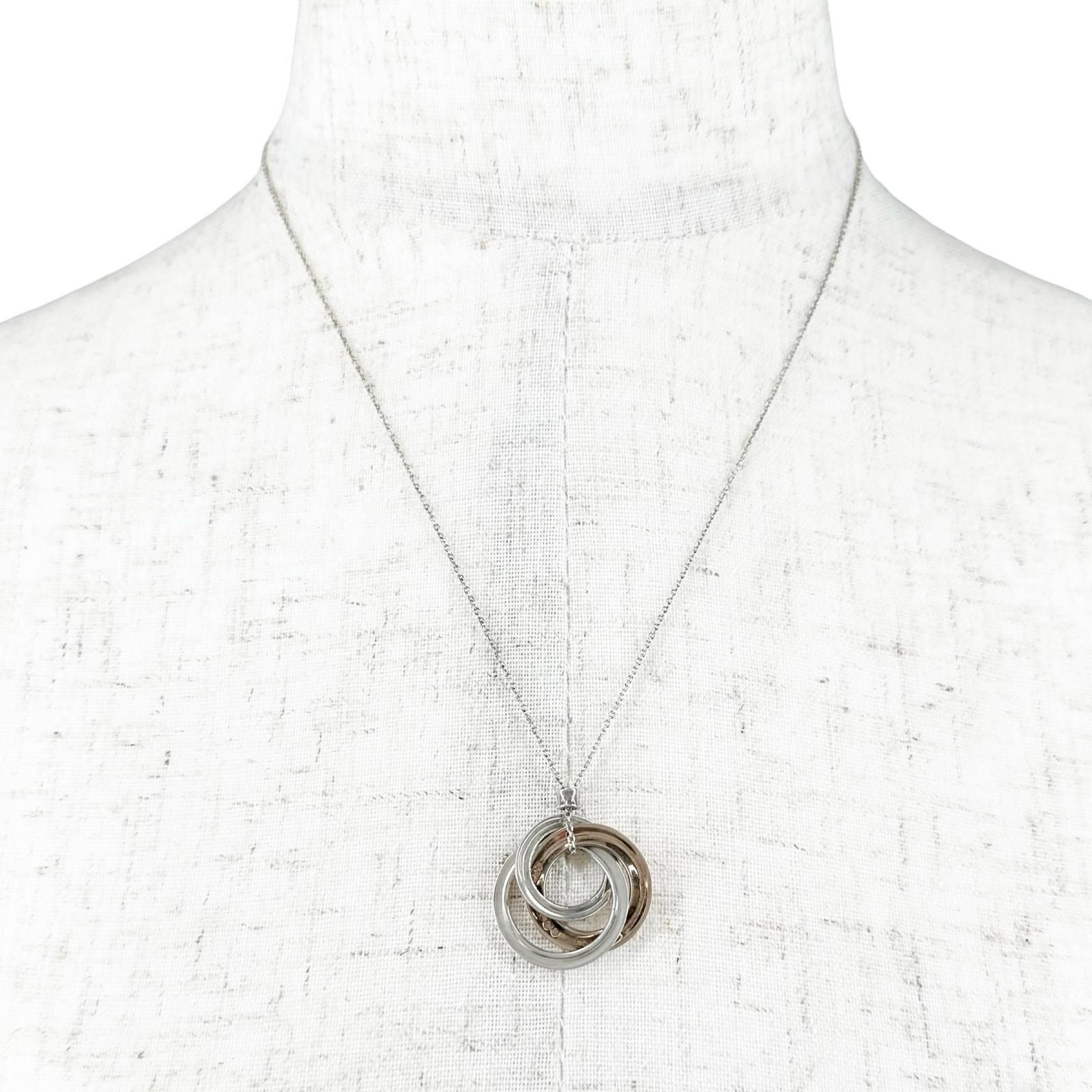 Tiffany & Co Triple Interlocking Silver Blanc Necklace — view 3